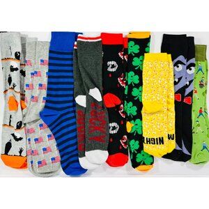 Silly Socks Assorted Colorful Novelty Crew Holiday Halloween July 4th Flag Unise